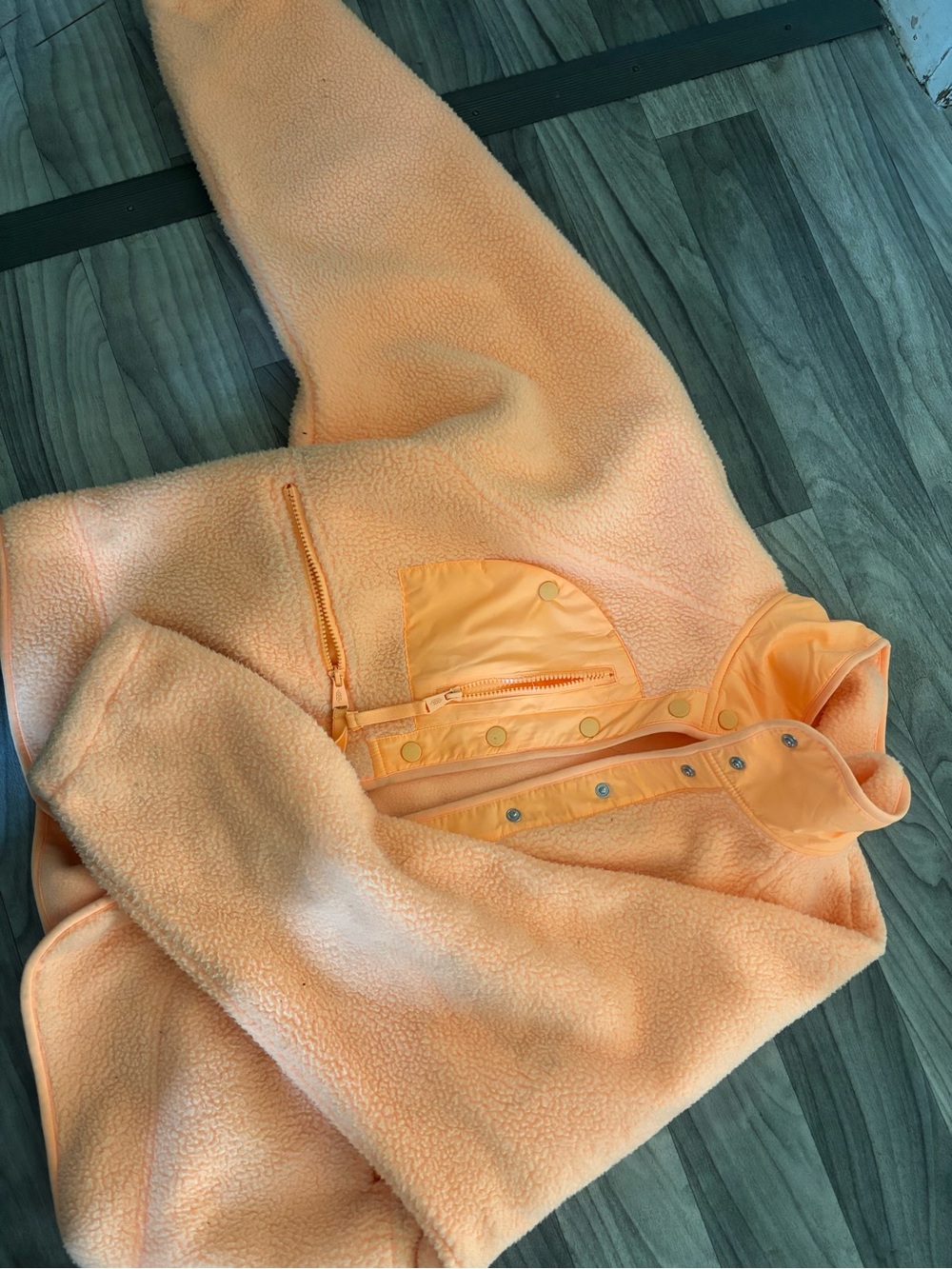 Free People Peach Sherpa Snap-Front Jacket